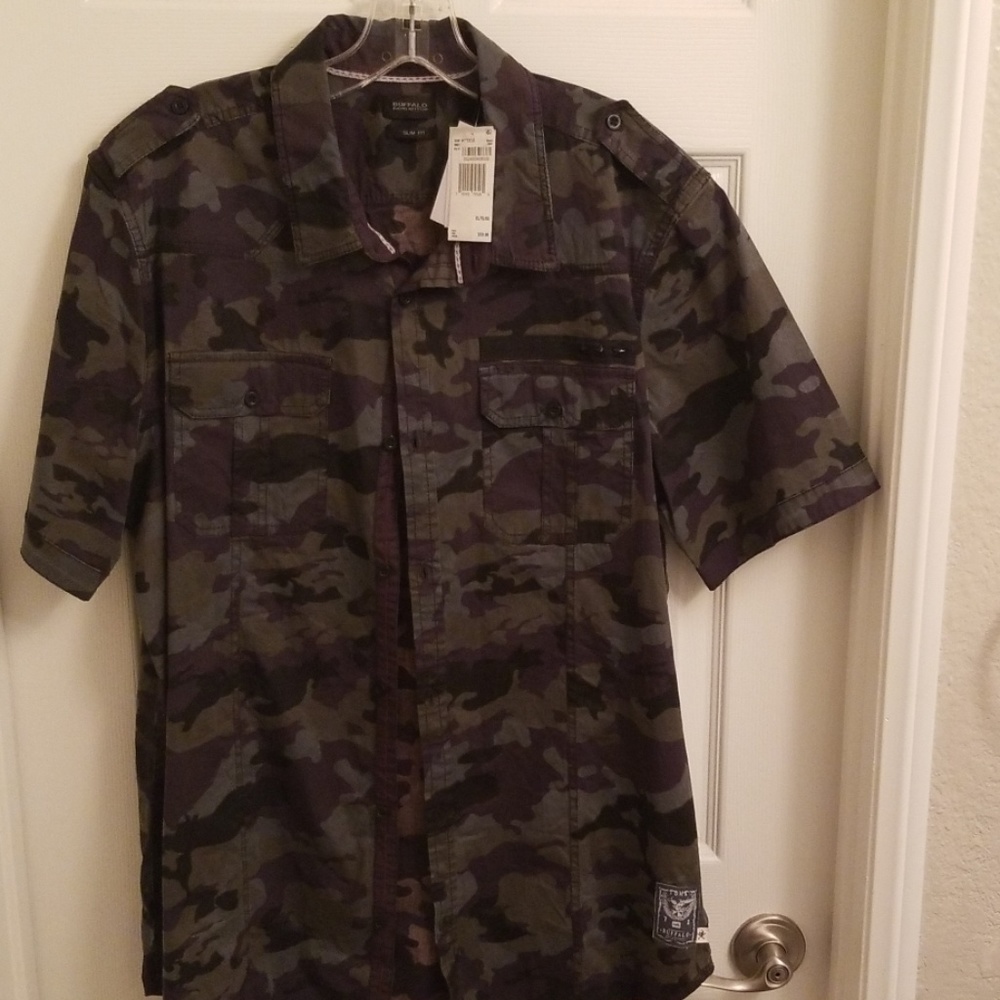Buffalo men's button down shirt sleeve shirt.